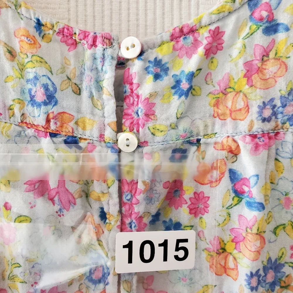 LoveShackFancy Girls Floral Ruffled Dress - Pink, Blue, Yellow